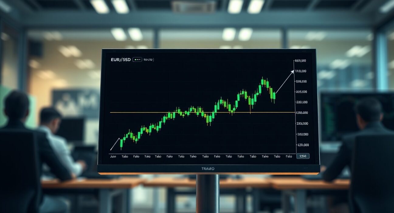EUR/USD price forecast analysis shown on a professional trading desk chart screen.