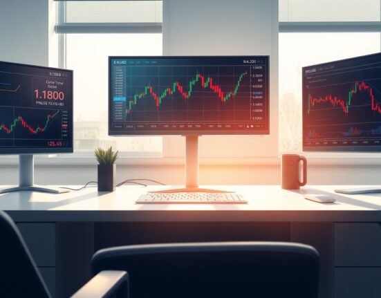 EUR/USD price forecast analysis showing trading desk with real-time charts below 1.1800 resistance