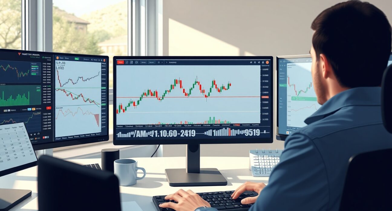 EUR/USD technical analysis showing price struggling below 1.1600 resistance level on professional trading desk monitors