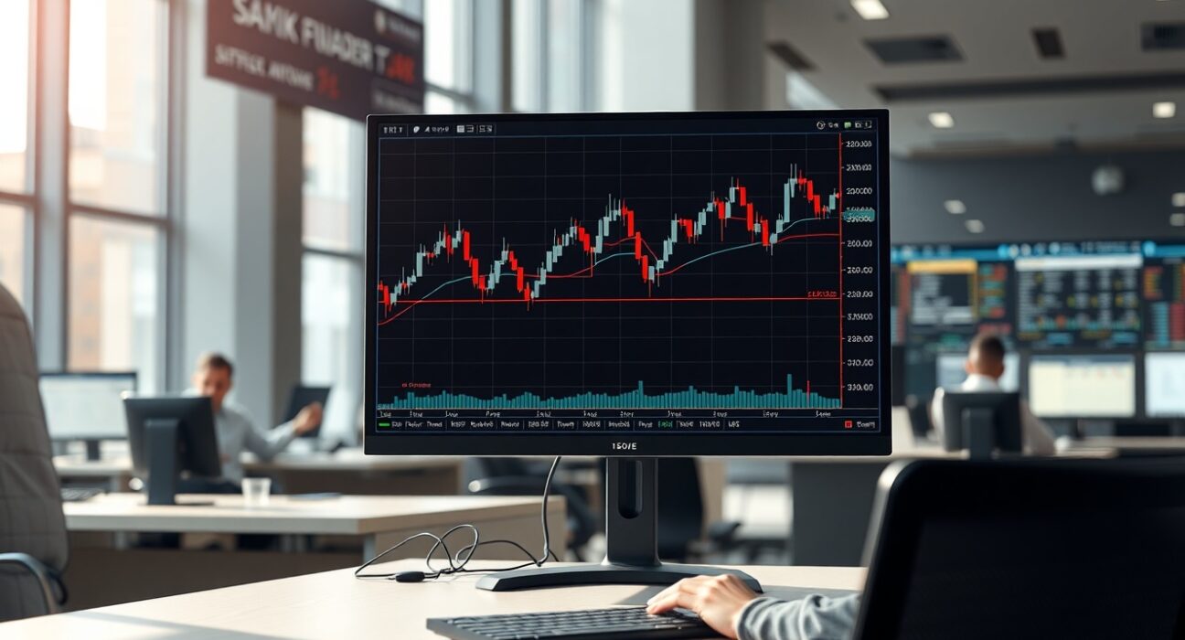 EUR/USD currency pair chart analysis on professional trading desk monitor showing recovery.
