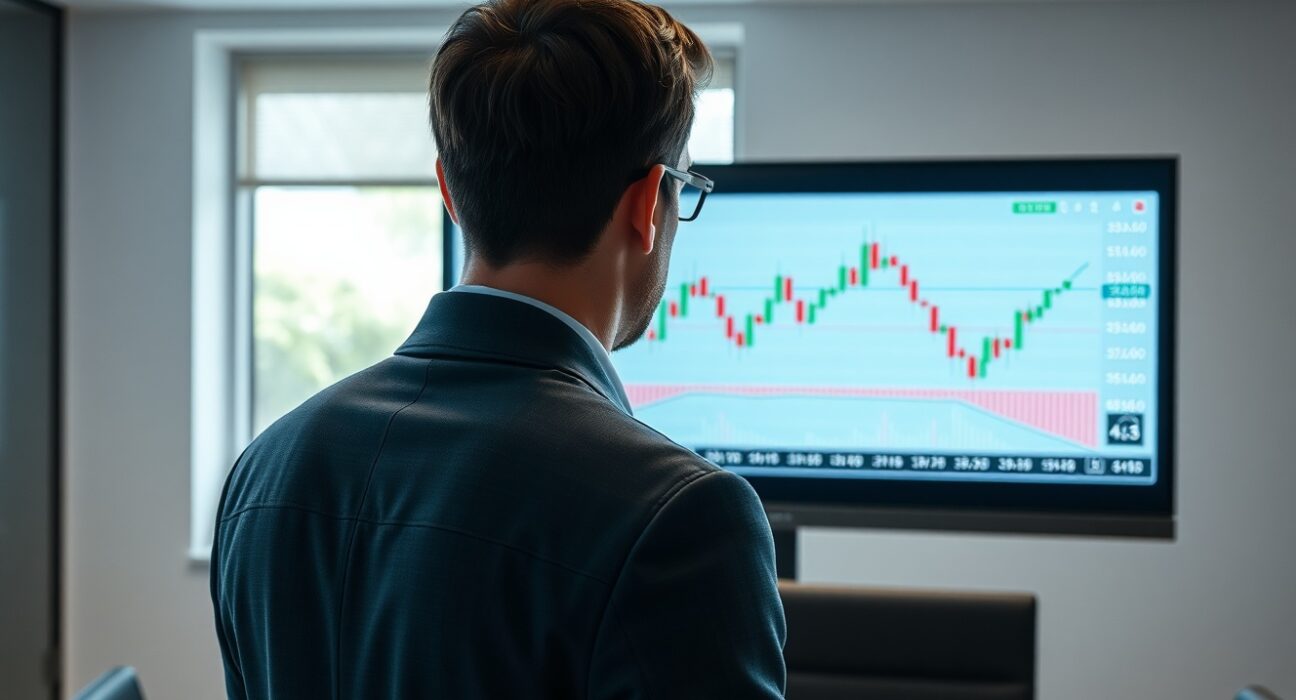 Financial analyst reviewing EUR/USD forecast charts for strategic currency repricing insights.