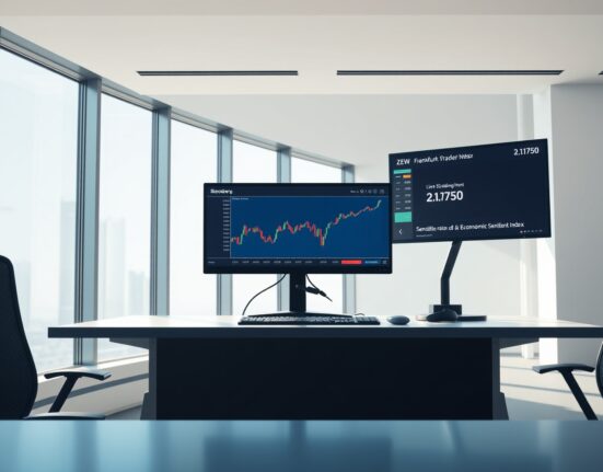 EUR/USD trading analysis on a financial terminal showing price at 1.1750 amid ZEW and geopolitical news.