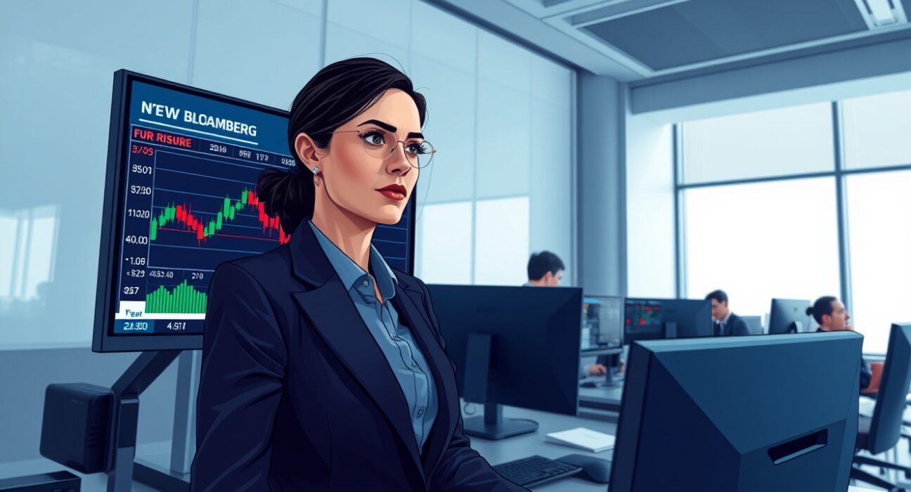 Trader analyzes EUR/USD forex charts ahead of Federal Reserve interest rate decision.