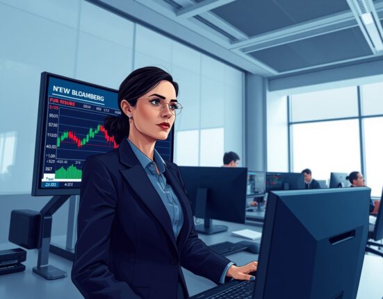 Trader analyzes EUR/USD forex charts ahead of Federal Reserve interest rate decision.