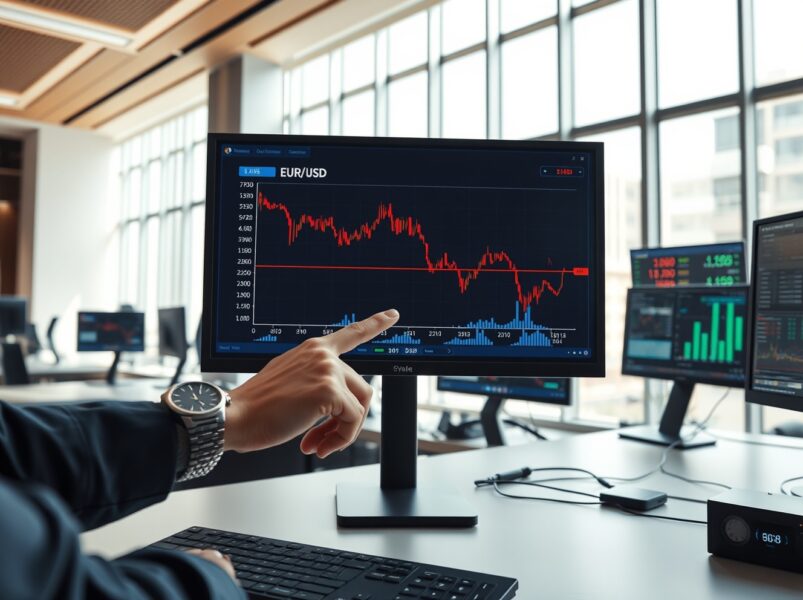 EUR/USD currency chart showing downward trend as risk aversion increases US Dollar demand in forex markets
