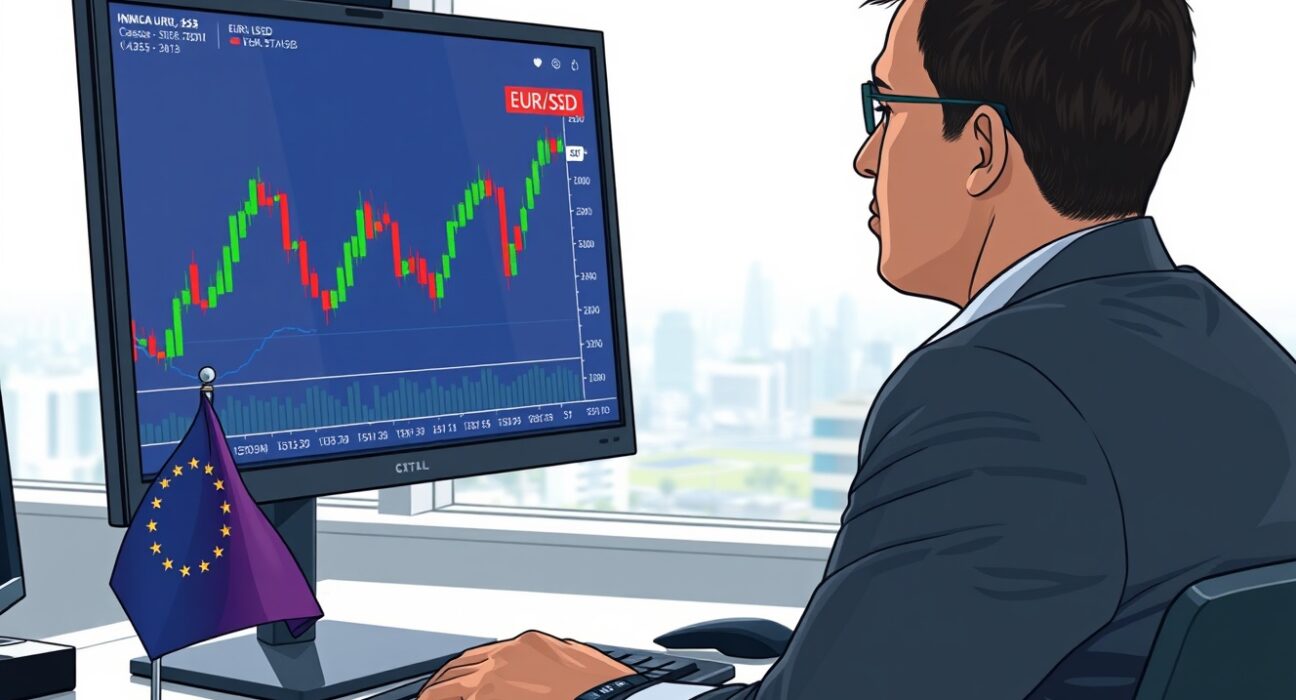 EUR/USD forex chart analysis showing asymmetric risk skew from ceasefire and Fed politics according to Commerzbank