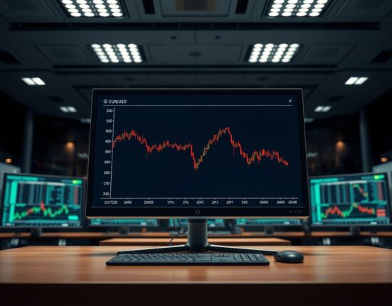 EUR/USD chart analysis on a trading desk following US CPI inflation data release.