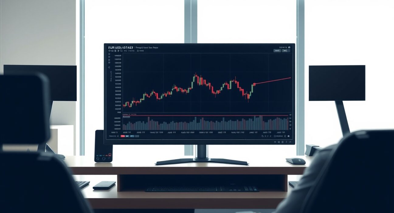 Forex trading chart showing the EUR/USD currency pair trading sideways ahead of the US jobs data release.