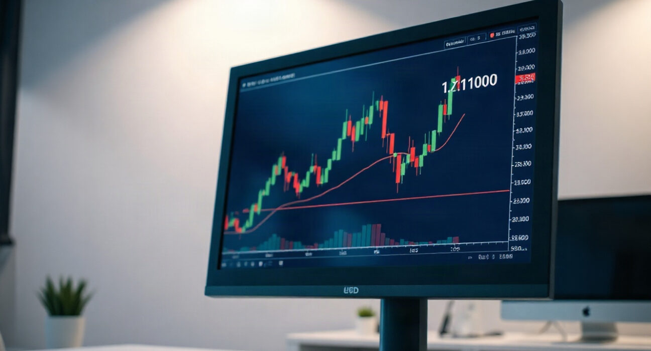 EUR/USD price chart holding below 1.1700 on a trading screen