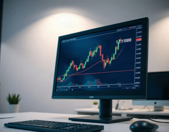 EUR/USD price chart holding below 1.1700 on a trading screen