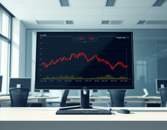 EUR/USD exchange rate chart holding near 1.1800 on a professional trading desk monitor.
