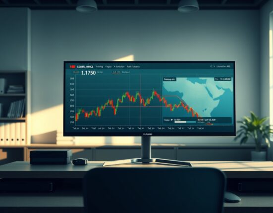 EUR/USD forex chart showing price below 1.1770 amid US-Iran geopolitical uncertainty.