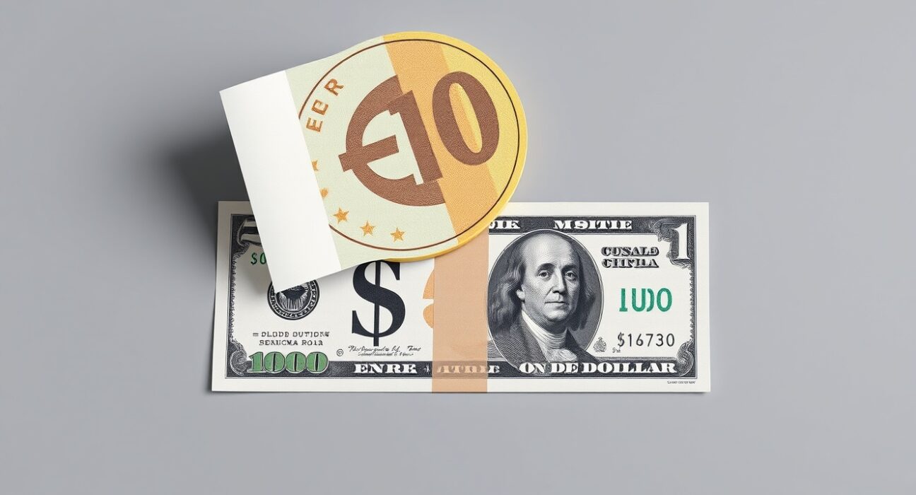 EUR/USD currency pair rallying above 1.1700, representing the euro's strength against the dollar despite risk-off mood and weak data.