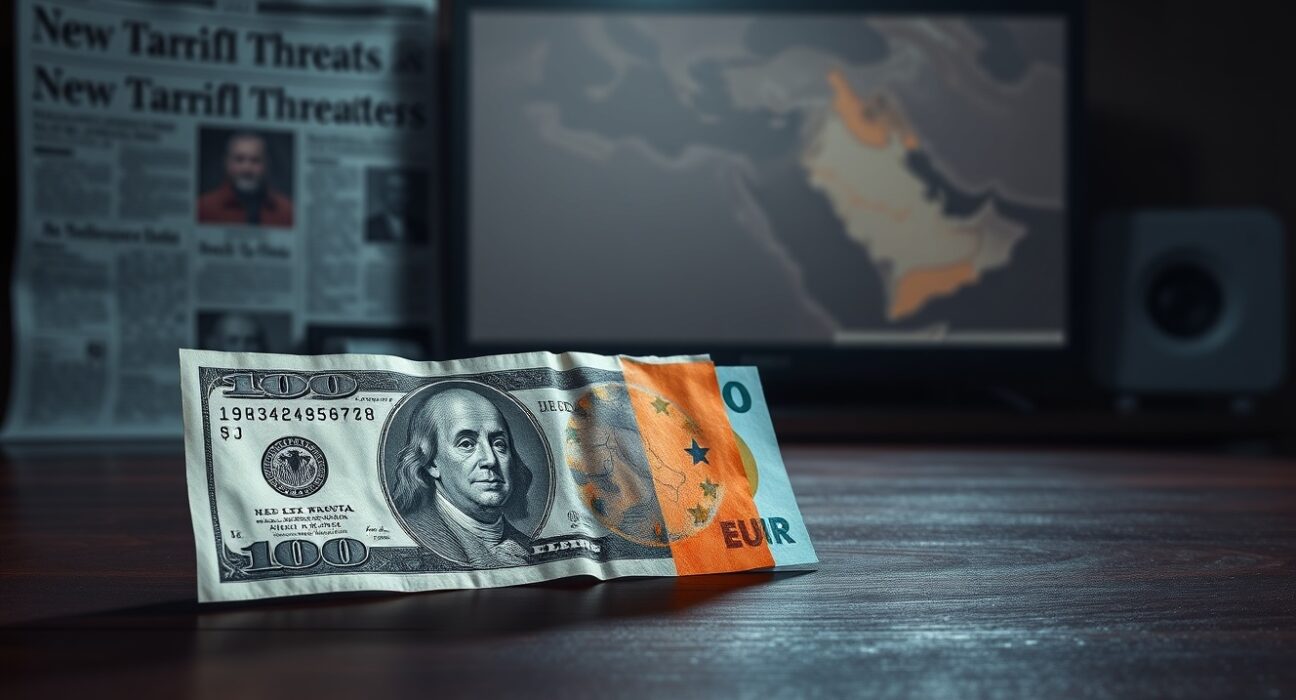 EUR/USD currency pair facing headwinds as US Dollar strengthens due to Trump tariff threats and Iran tensions.