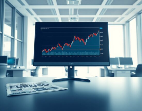 EUR/USD forex chart analysis on a trading desk following Trump's Hormuz deadline news.