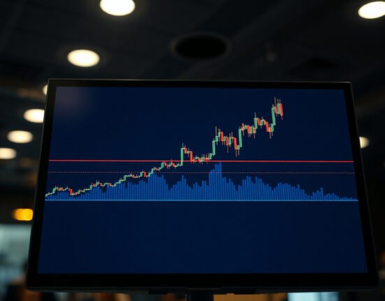EUR/USD candlestick chart on a trading screen with a key resistance level highlighted