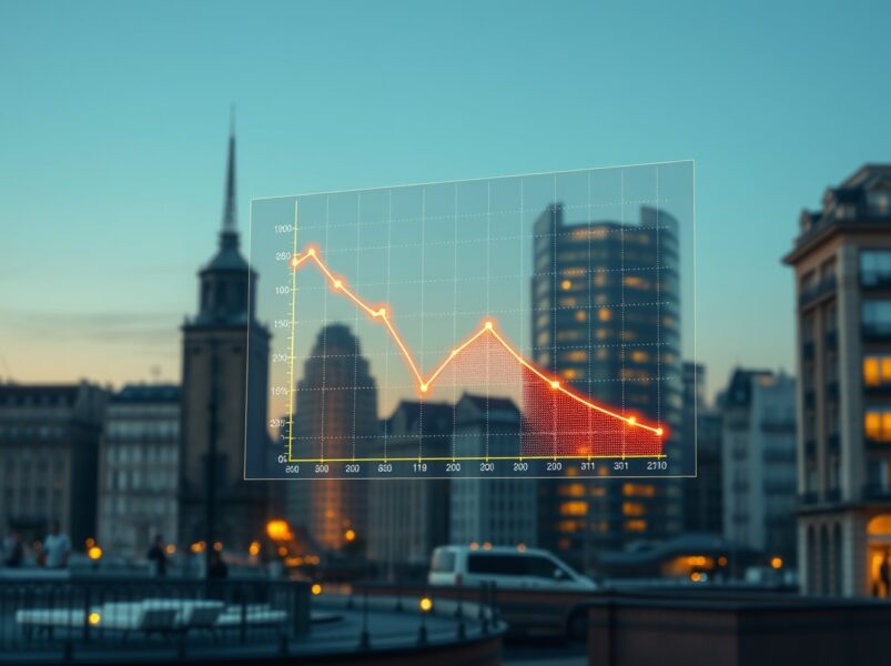 Analytical chart showing Euro area disinflation trends against European city backdrop.