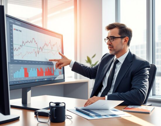 Economic analyst examines Euro Area PMI and inflation data charts showing softening activity and rising price pressures