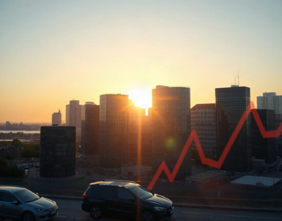 Euro area skyline at sunrise symbolizing resilient economic growth as per PMI data