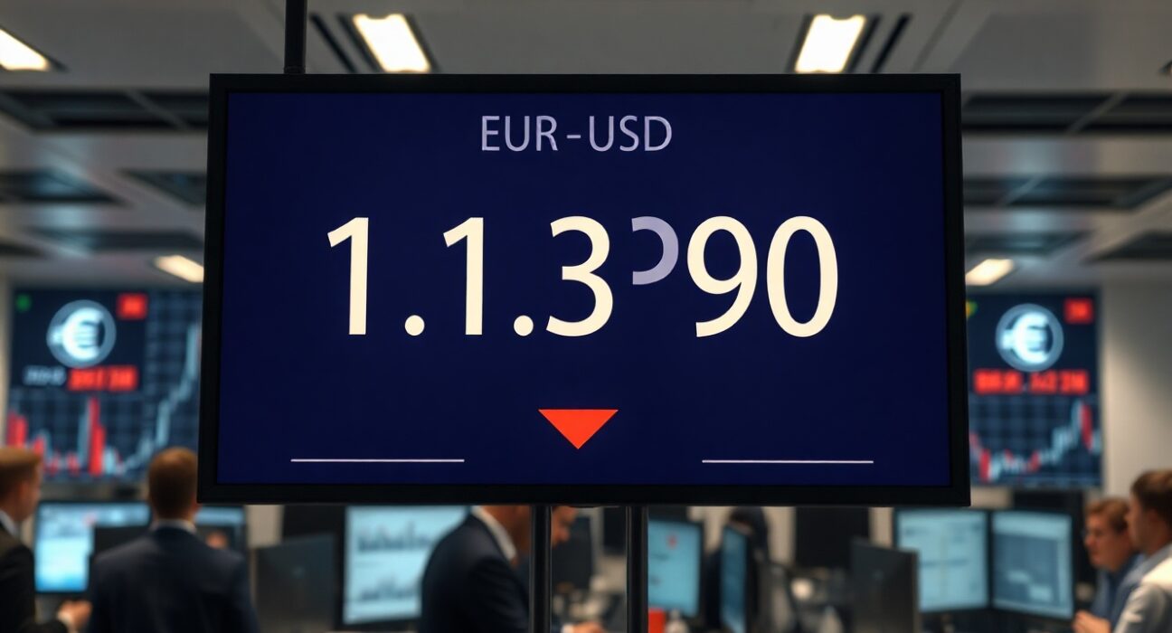 Euro exchange rate display near yearly lows against the US dollar
