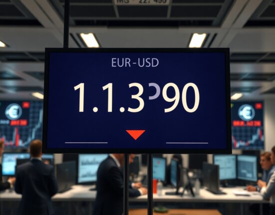 Euro exchange rate display near yearly lows against the US dollar