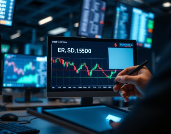 EUR/USD chart hovering below 1.1750 on a trading monitor ahead of US CPI data release
