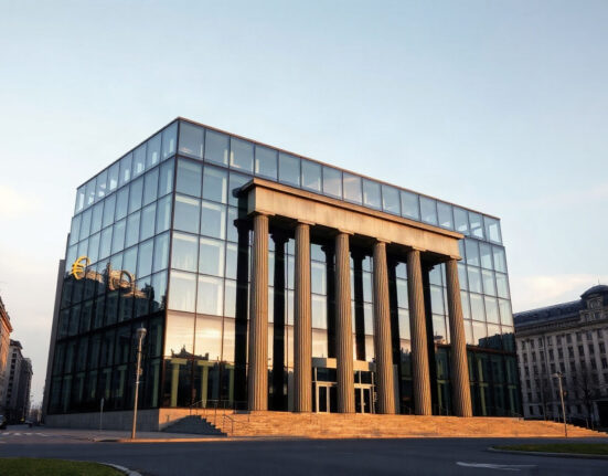 European Central Bank building in Frankfurt, symbolizing euro strength amid US dollar weakness