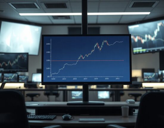 EUR/USD forex chart on a trading desk monitor showing a bid tone within defined ranges.