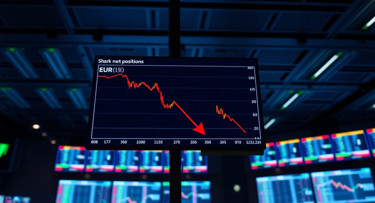 Trading screen showing a sharp decline in Euro speculative net positions.