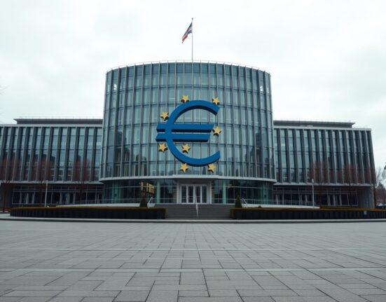 European Central Bank headquarters in Frankfurt on a clear day, representing Eurozone monetary policy.