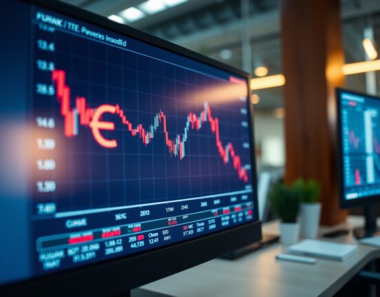 EUR/USD chart showing downward trend as euro falls below 1.1500