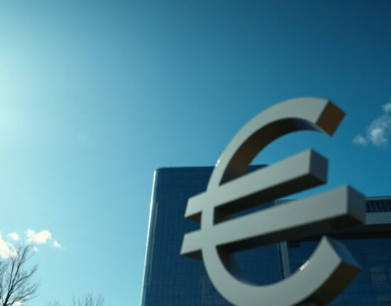 European Central Bank headquarters in Frankfurt, Germany, under a clear sky, representing euro currency markets.