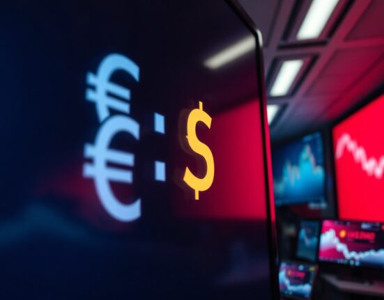 EUR/USD currency exchange rate displayed on a financial trading screen