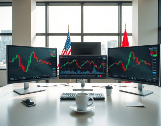 Forex trading desk with EUR/USD charts ahead of Nonfarm Payrolls release