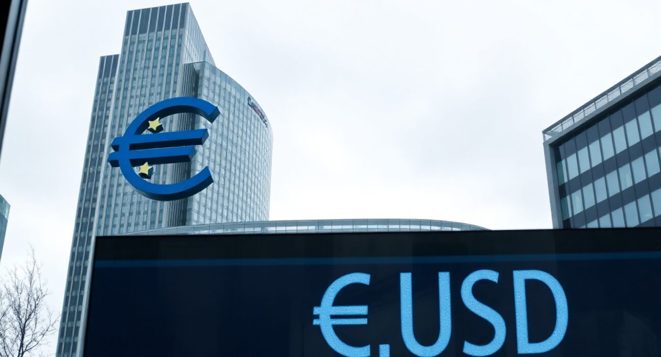 European Central Bank headquarters in Frankfurt on a cloudy day, representing eurozone monetary policy.