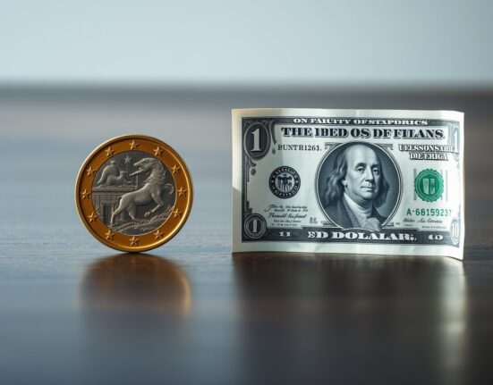 Euro coin and US dollar bill side by side on a wooden surface, representing currency comparison