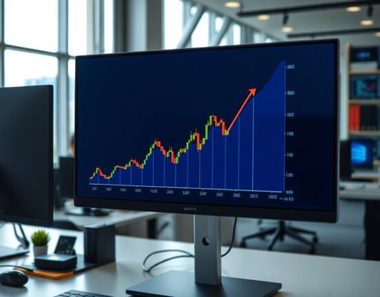 EUR/GBP currency chart showing upward movement on a trading screen