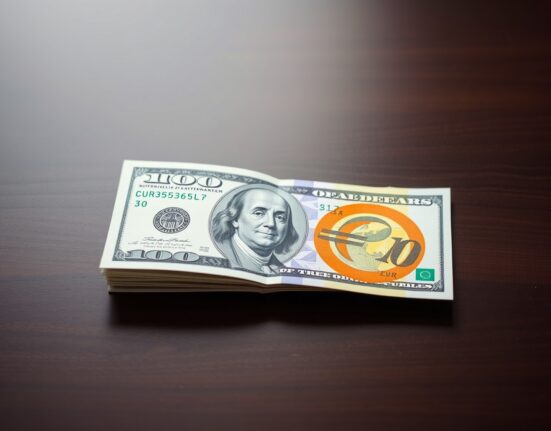 Euro and US dollar banknotes on a dark surface representing forex market movement ahead of Fed decision.