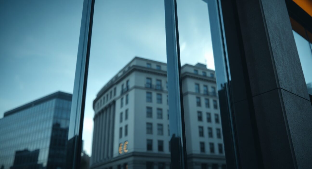 European Central Bank building in Frankfurt, symbolizing Eurozone economic data releases.