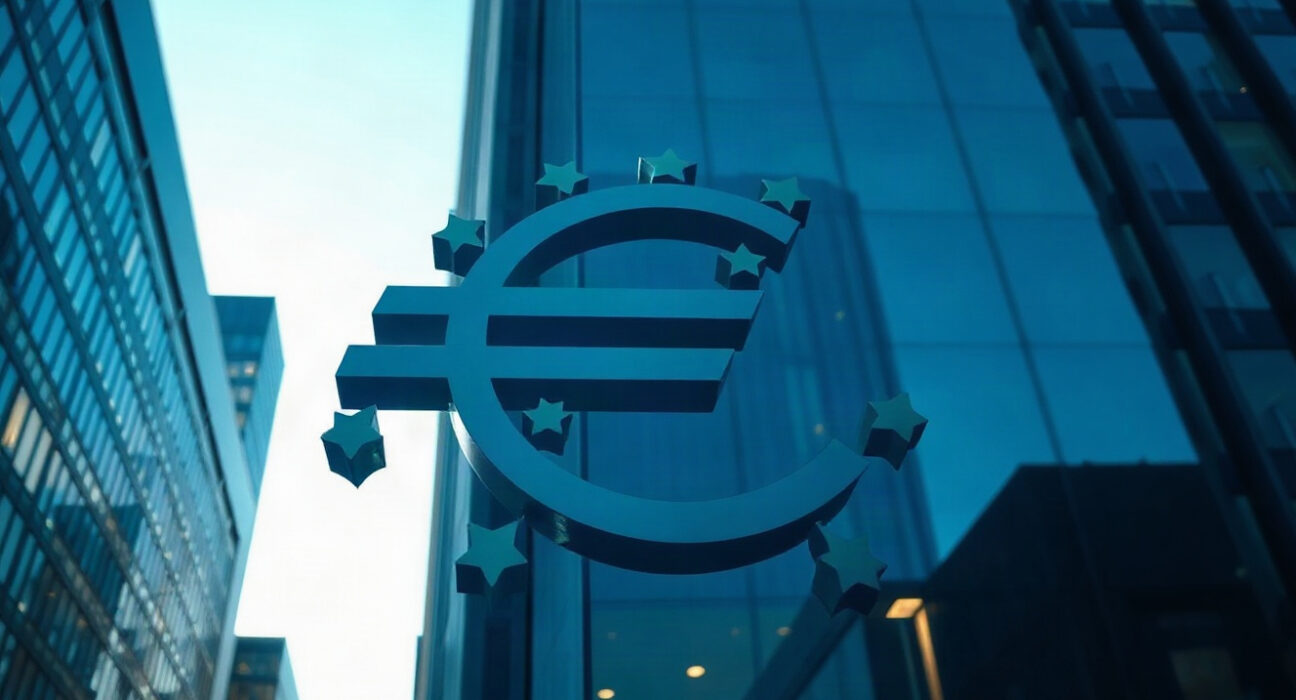 European Central Bank building in Frankfurt, symbolizing euro strength amid positive German data