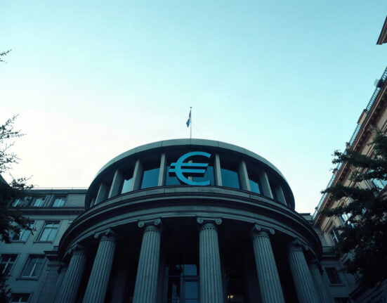 European Central Bank building in Frankfurt, symbolizing Euro strength and Eurozone economic data