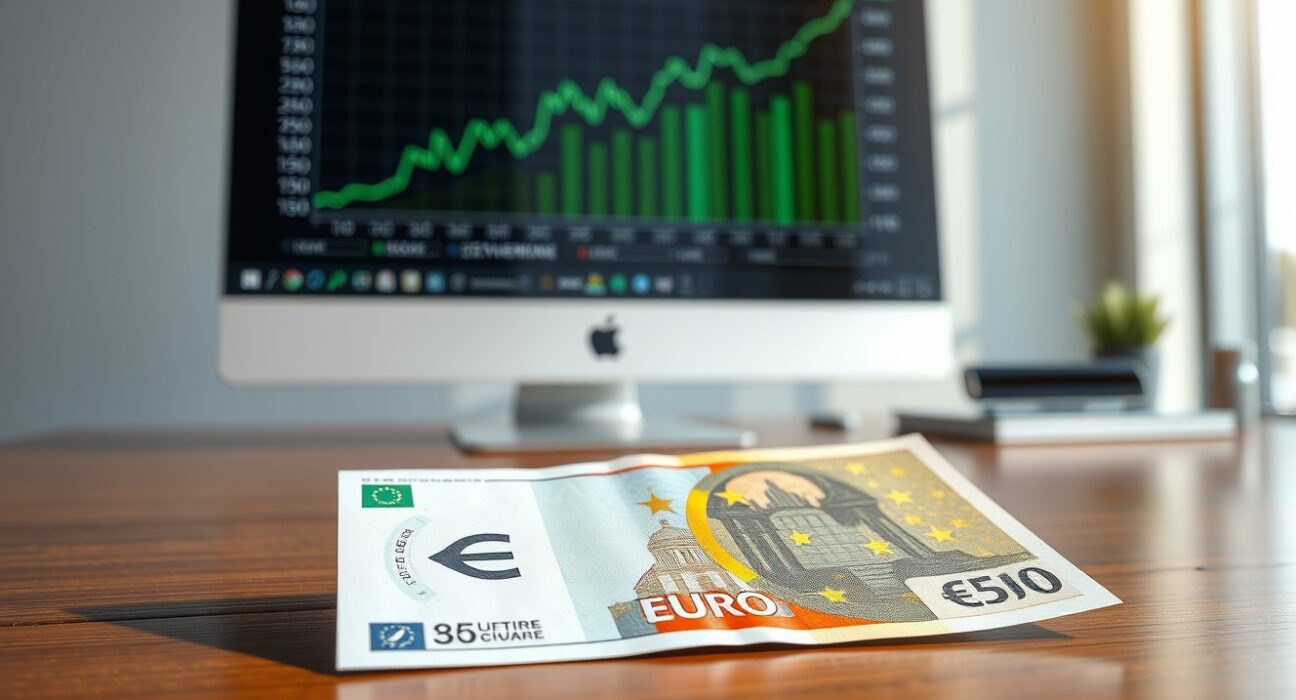 Euro banknote analysis with charts reflecting Hungary's supportive vote impact on the currency.