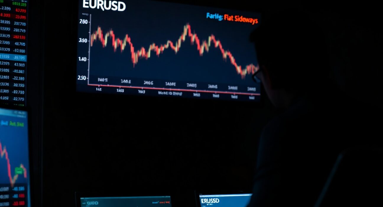 EUR/USD chart showing muted trading ahead of ECB interest rate decision