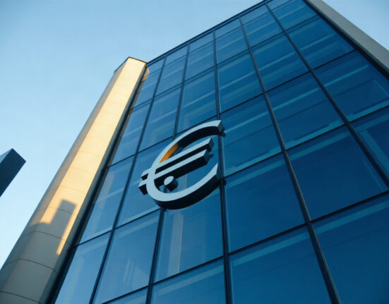 European Central Bank building in Frankfurt, symbolizing euro strength as Fed rate hike bets recede.