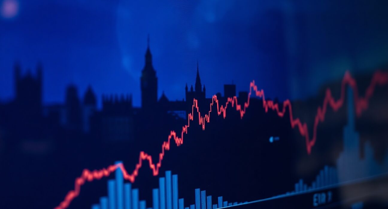 EUR/GBP currency chart showing downward trend on a trading screen