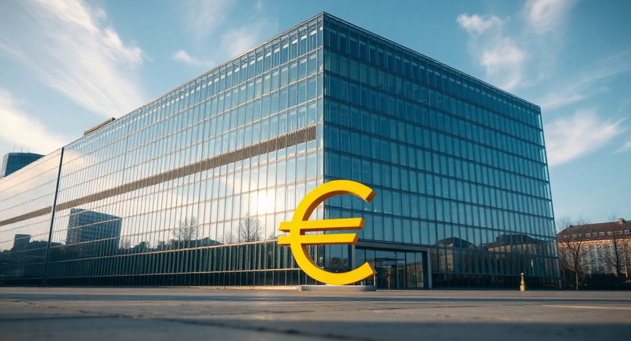 European Central Bank headquarters in Frankfurt on a sunny day