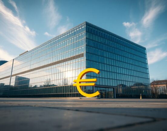 European Central Bank headquarters in Frankfurt on a sunny day