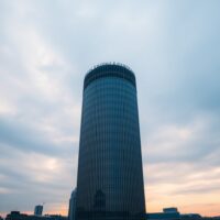 European Central Bank headquarters in Frankfurt on a cloudy day, representing eurozone financial stability.