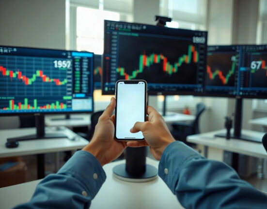Trading desk with EUR/USD charts on monitors, symbolizing currency market movements.