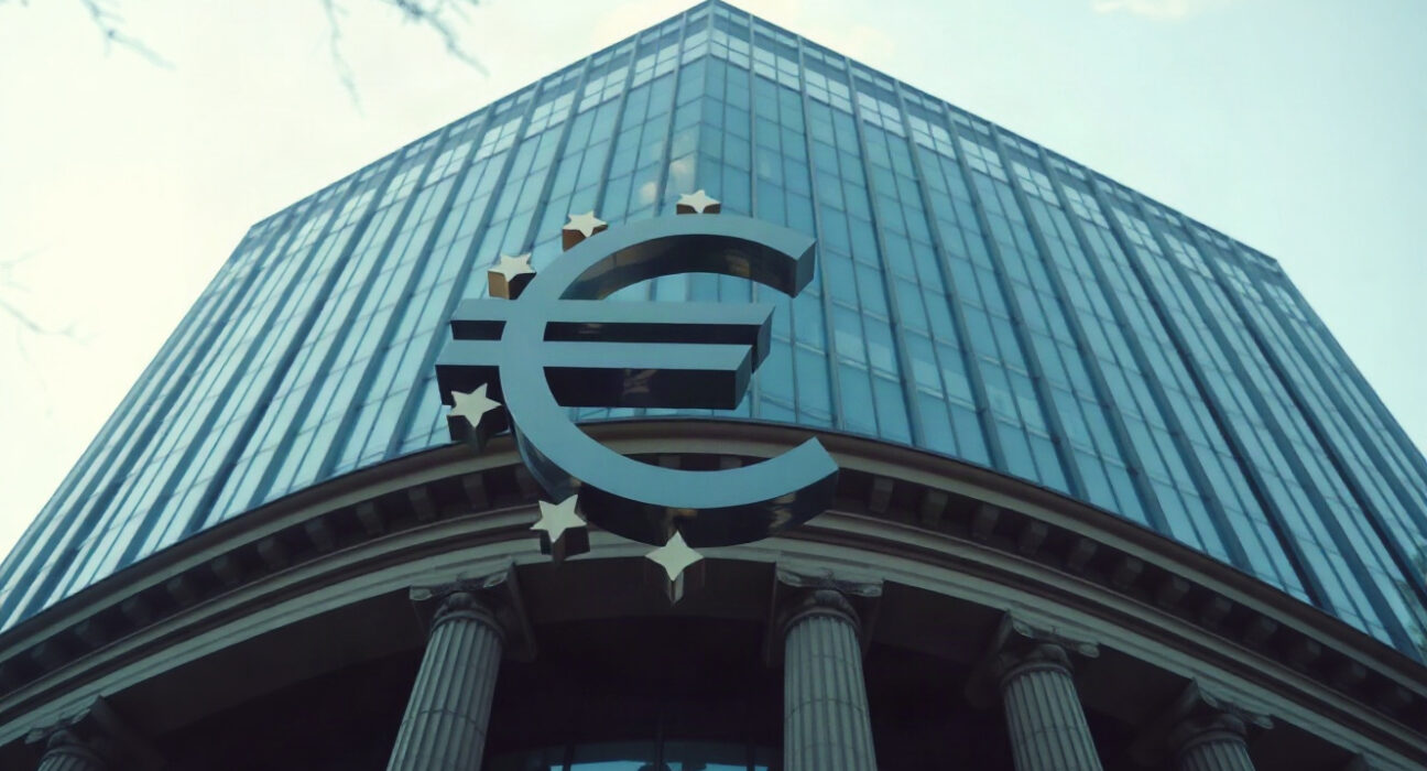 European Central Bank building in Frankfurt on a clear morning, symbolizing euro strength in forex markets.